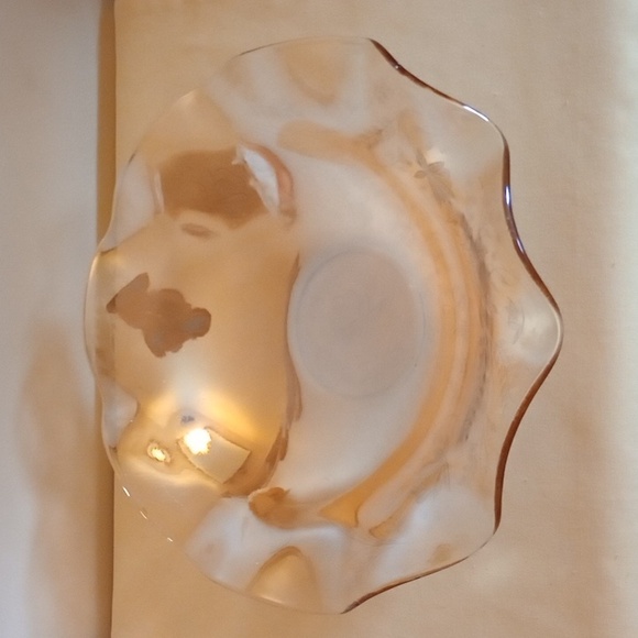 JEANNETTE VINTAGE SHIMMERY MARIGOLD CARNIVAL GLASS, RUFFLED EDGES,GOOD CONDITION - Picture 3 of 8